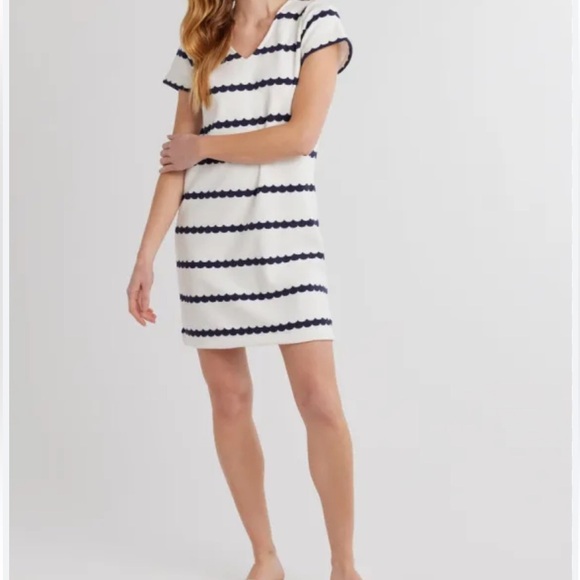 Dudley Stephens Dresses & Skirts - Dudley Stephens Seabreeze Dress Terry Fleece Navy Scallop Striped XXL Nautical